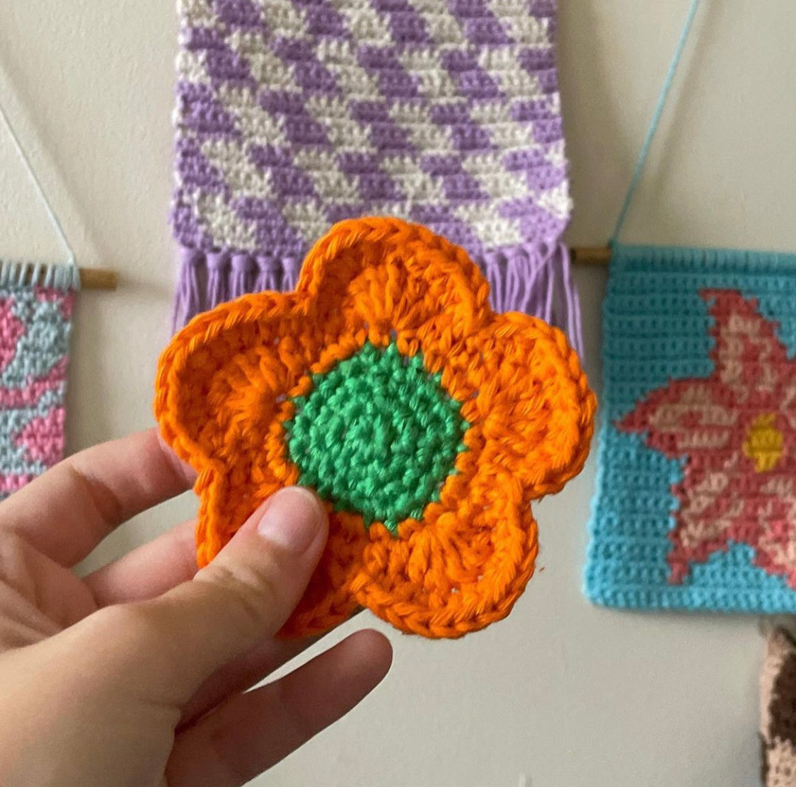 Custom Crochet Flower Coasters